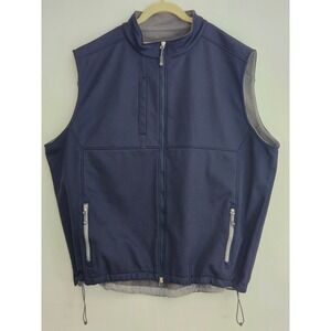 Peter Millar Mens Vest Full Zip Navy Blue Fleece Lined Quilted Pockets XL 2019